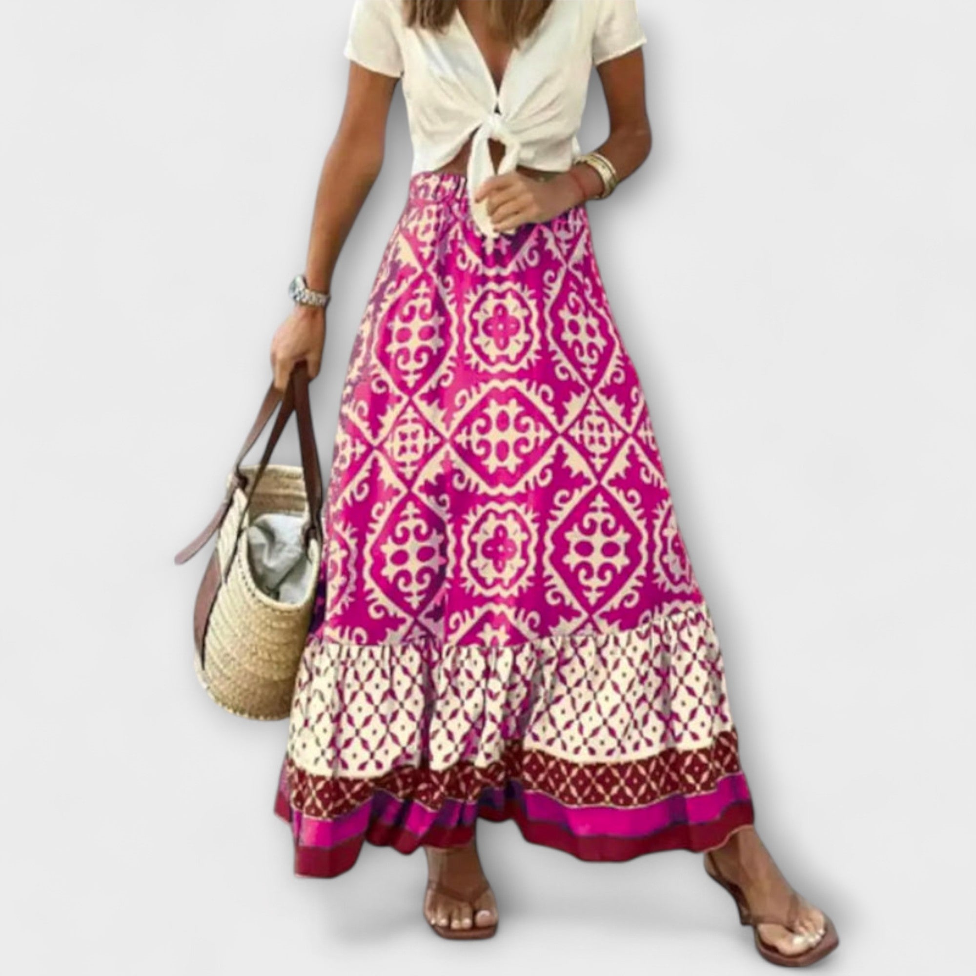 Dagmar - Kvinders Høj Talje Sommer Nederdel