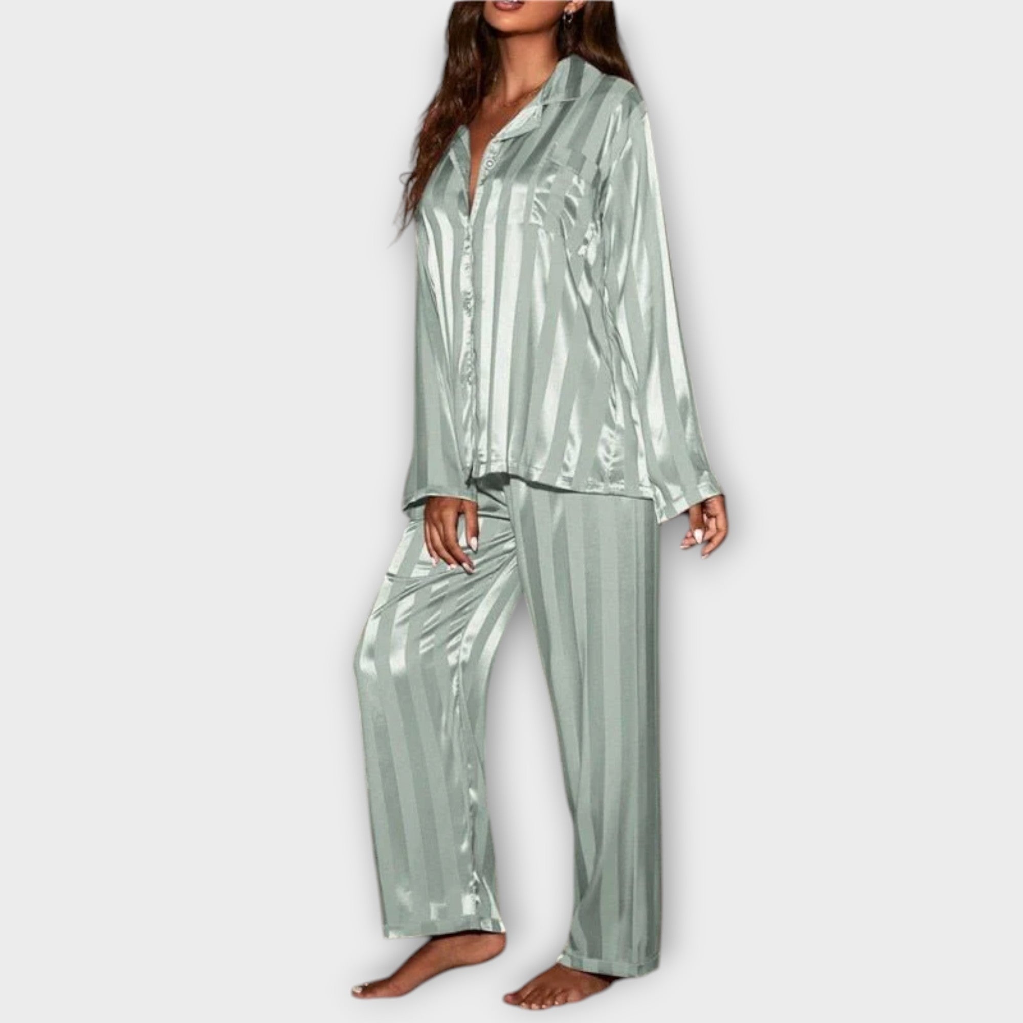 Bella™ Stribet Satin Pyjamasæt