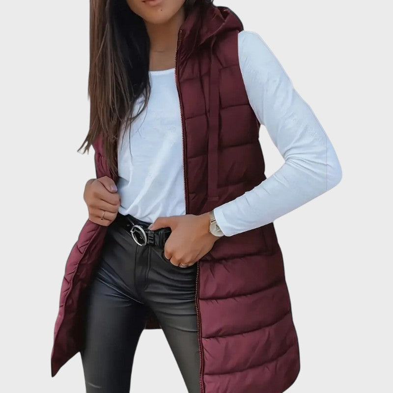 Nora – Lang Quilted Hættevest