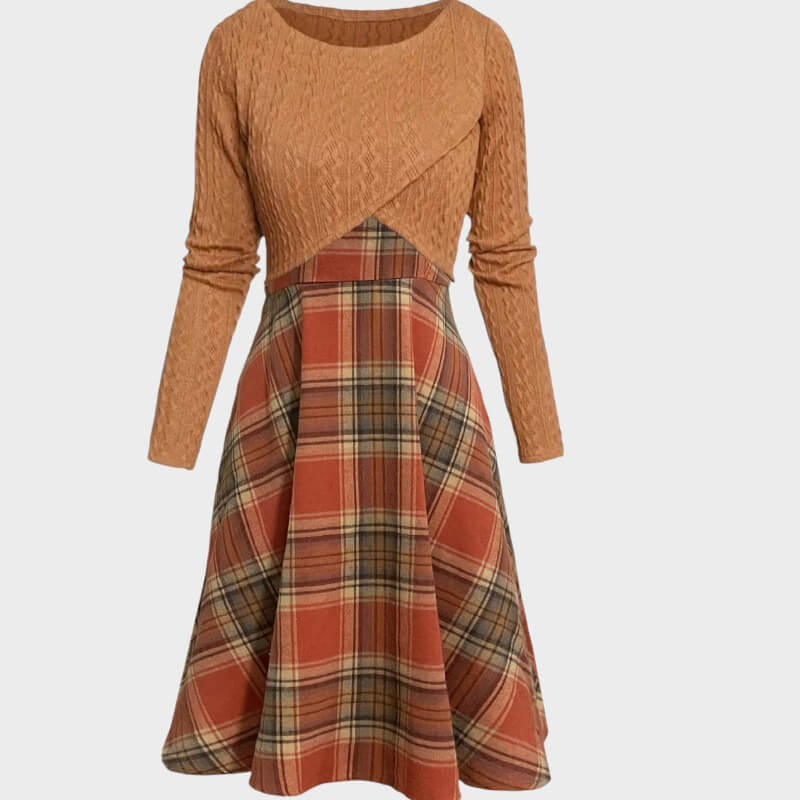 Clara – Vintage Ternet Kjole med Crop Top Sæt