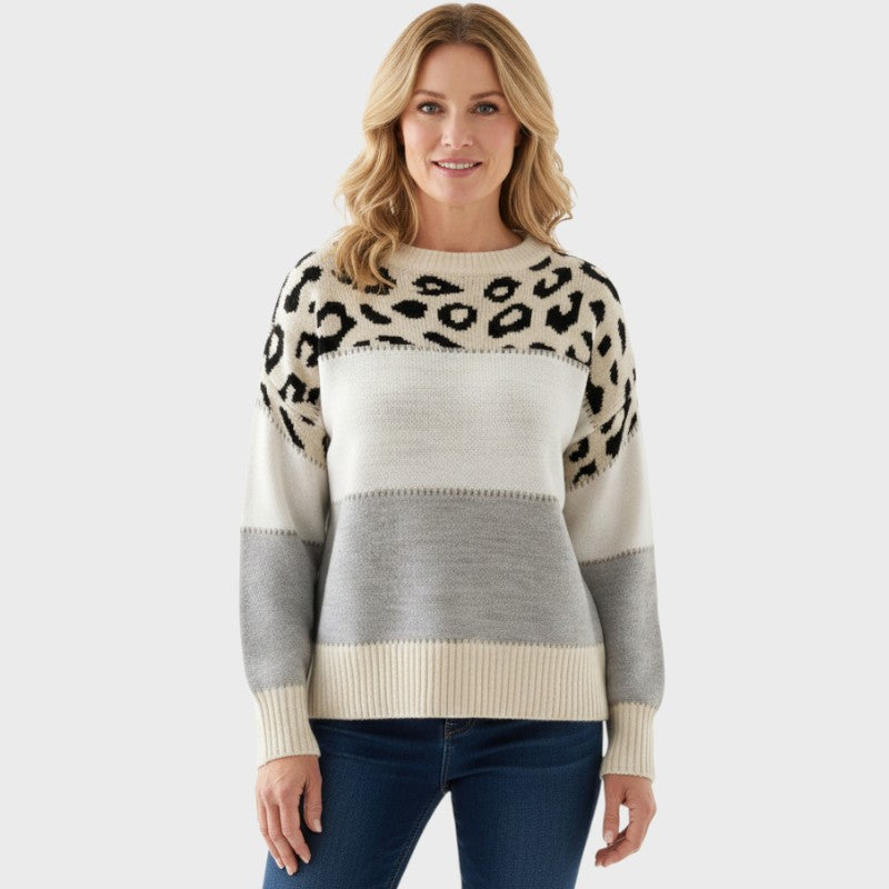 Cheyenne - Afslappet pullover med leoparddesign