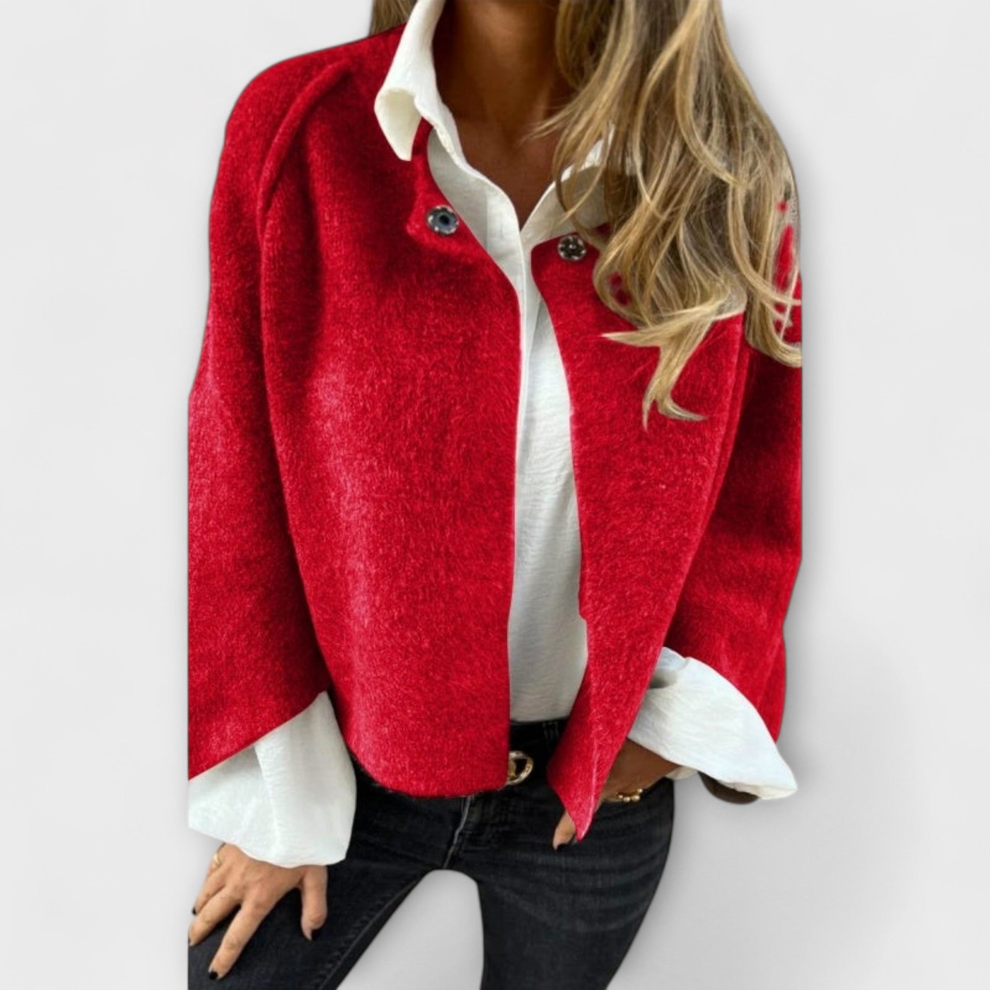 Lena - Elegant kort uldjakke med rund halsudskæring