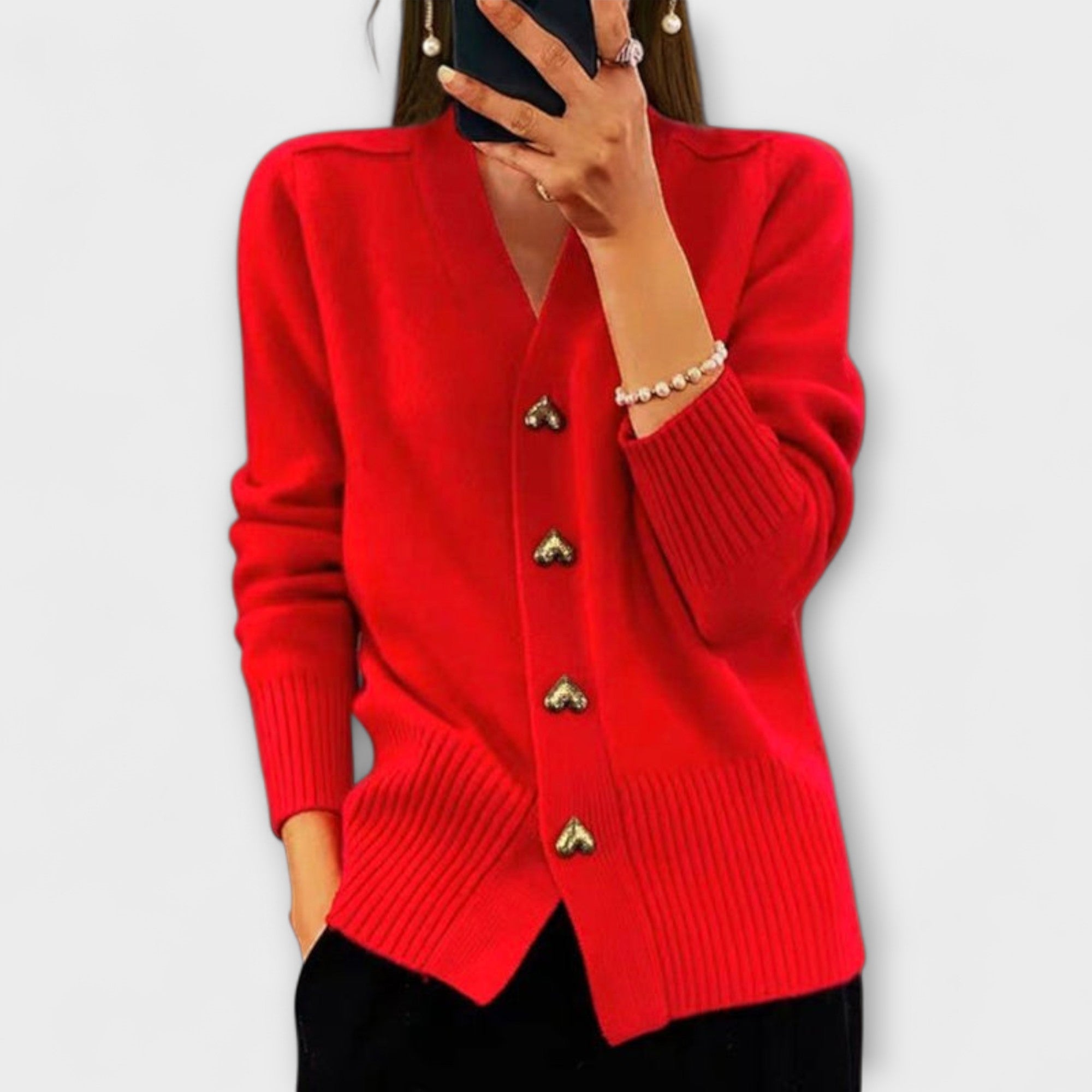 Marij – Vintage-stil V-hals trøje til kvinder