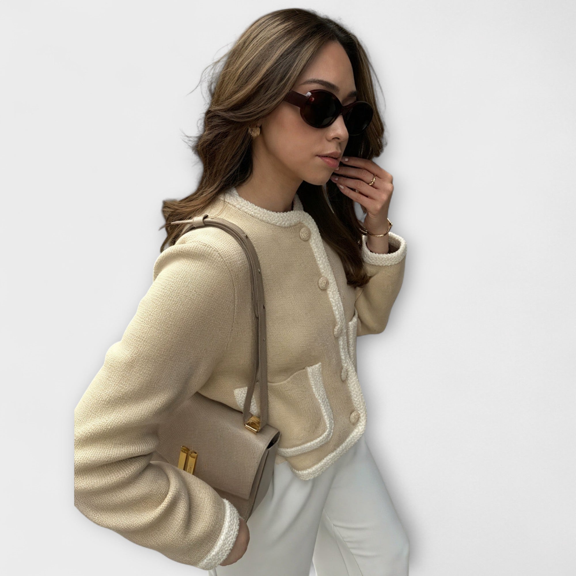 Klassisk Cardigan med Dekorative Lommer