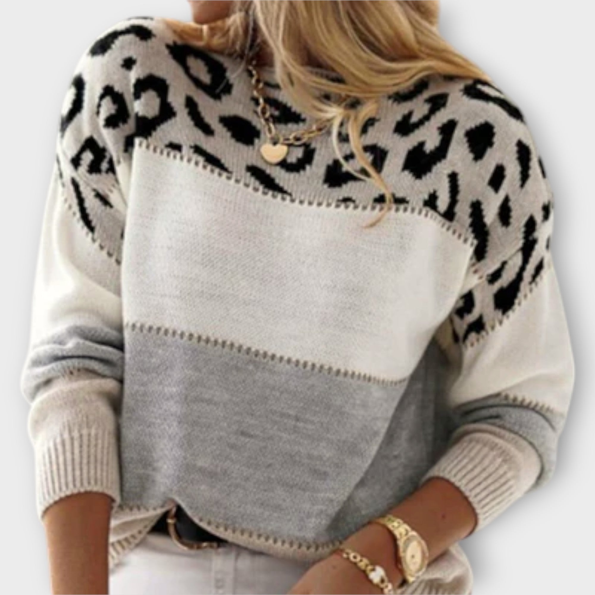 Cheyenne - Afslappet pullover med leoparddesign