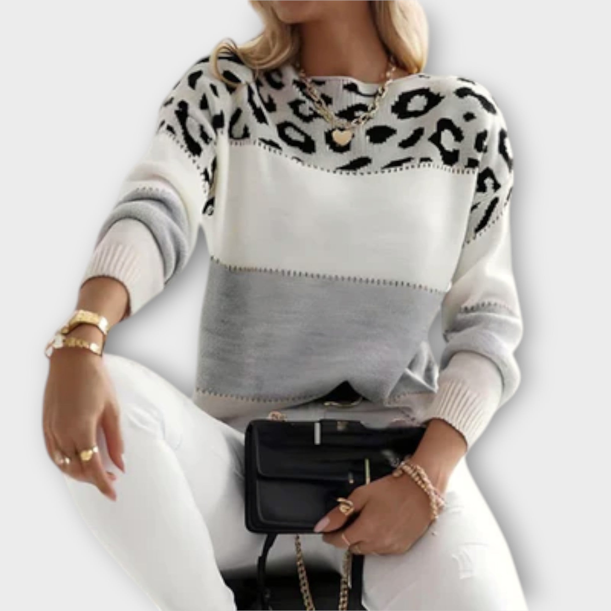 Cheyenne - Afslappet pullover med leoparddesign