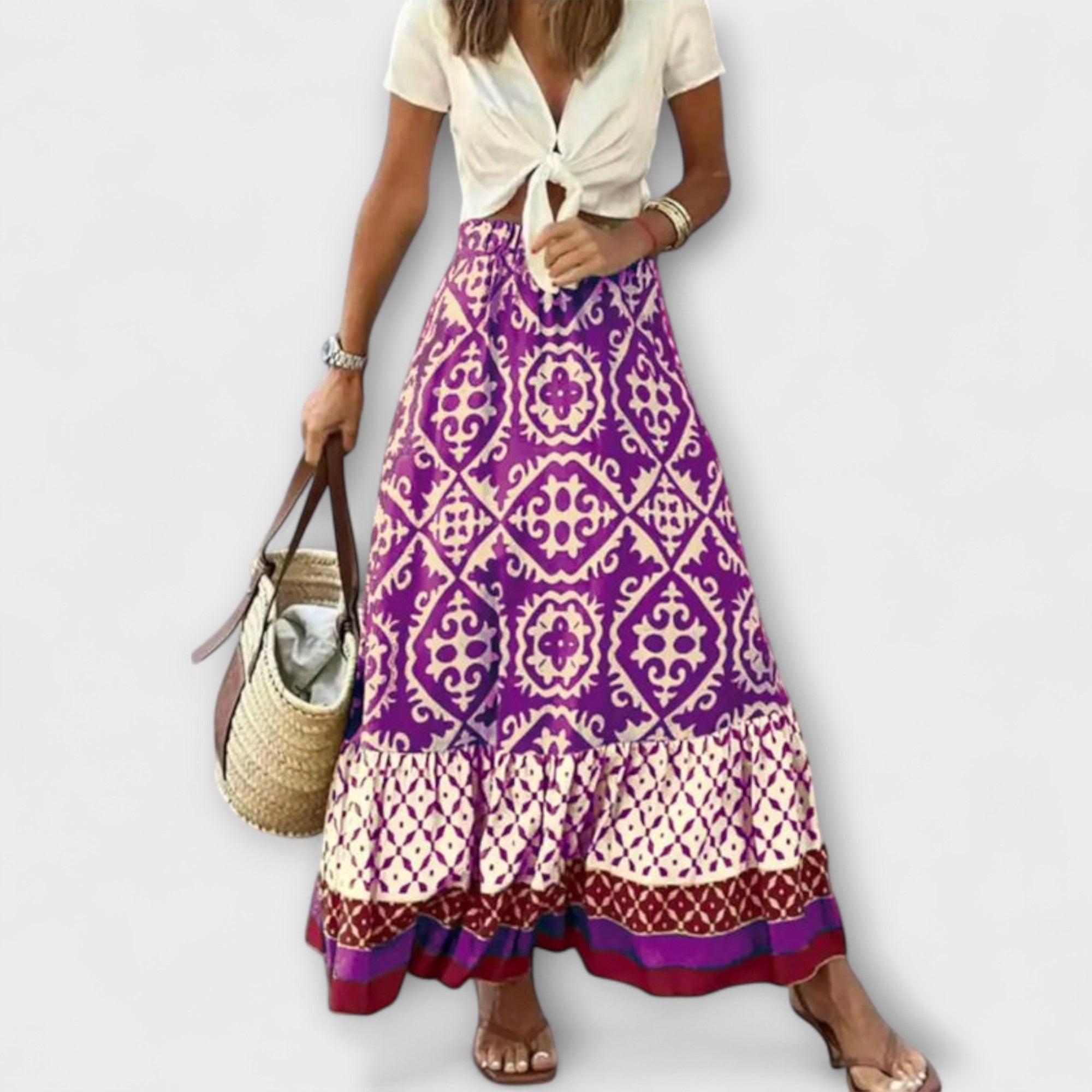 Dagmar - Kvinders Høj Talje Sommer Nederdel