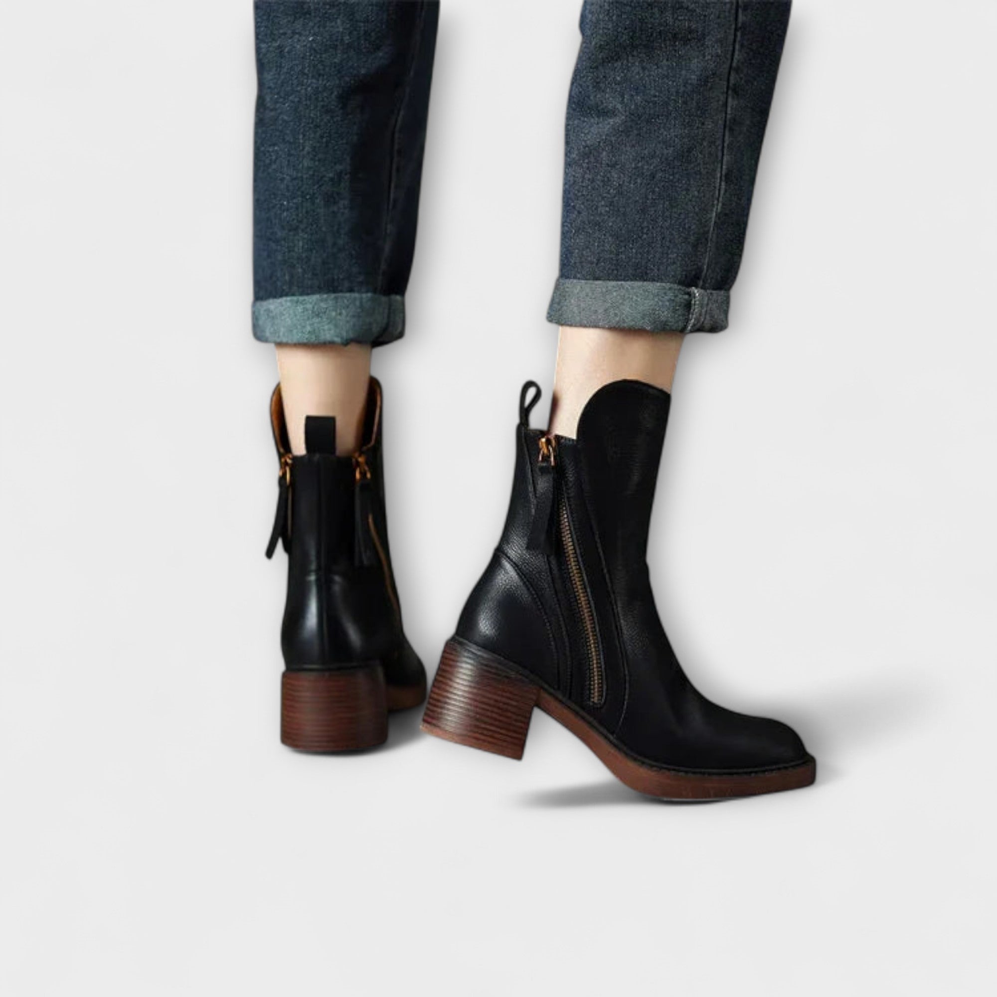 Milana – Læderstøvler til Kvinder med Mellemhøj Hæl