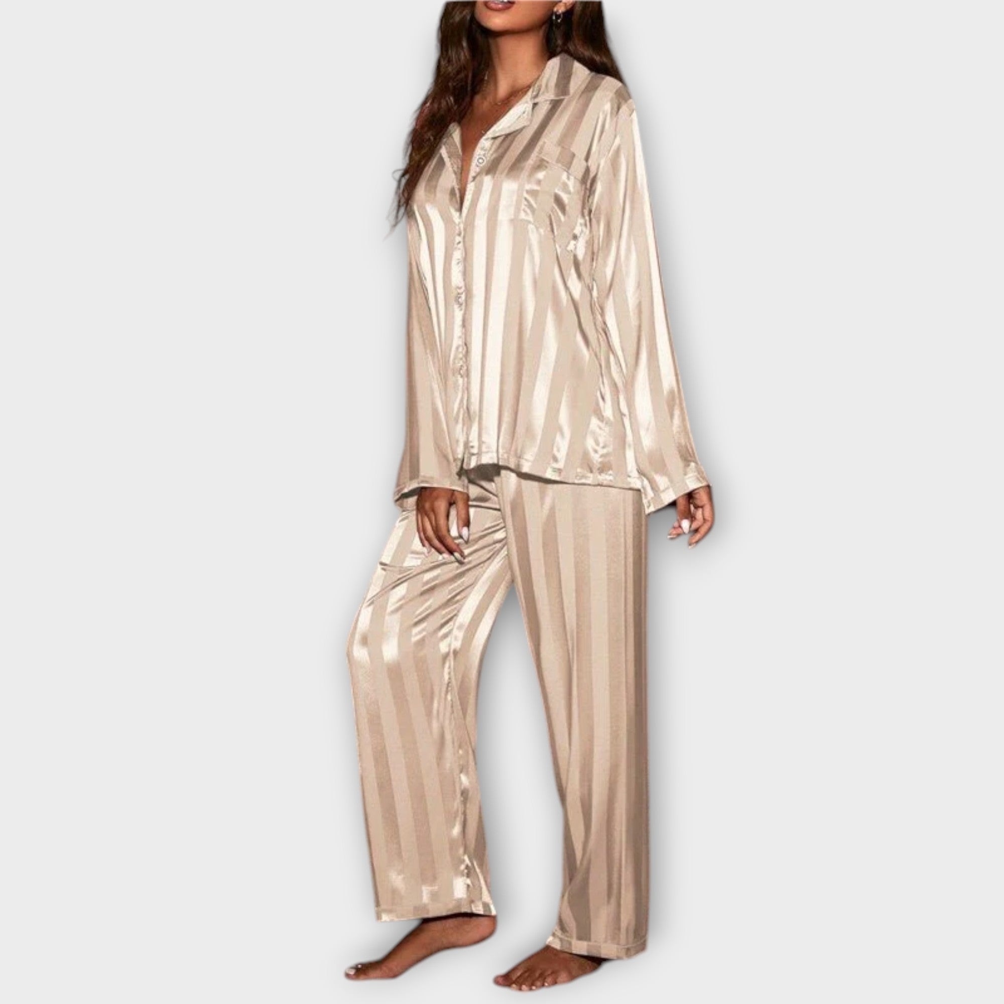 Bella™ Stribet Satin Pyjamasæt