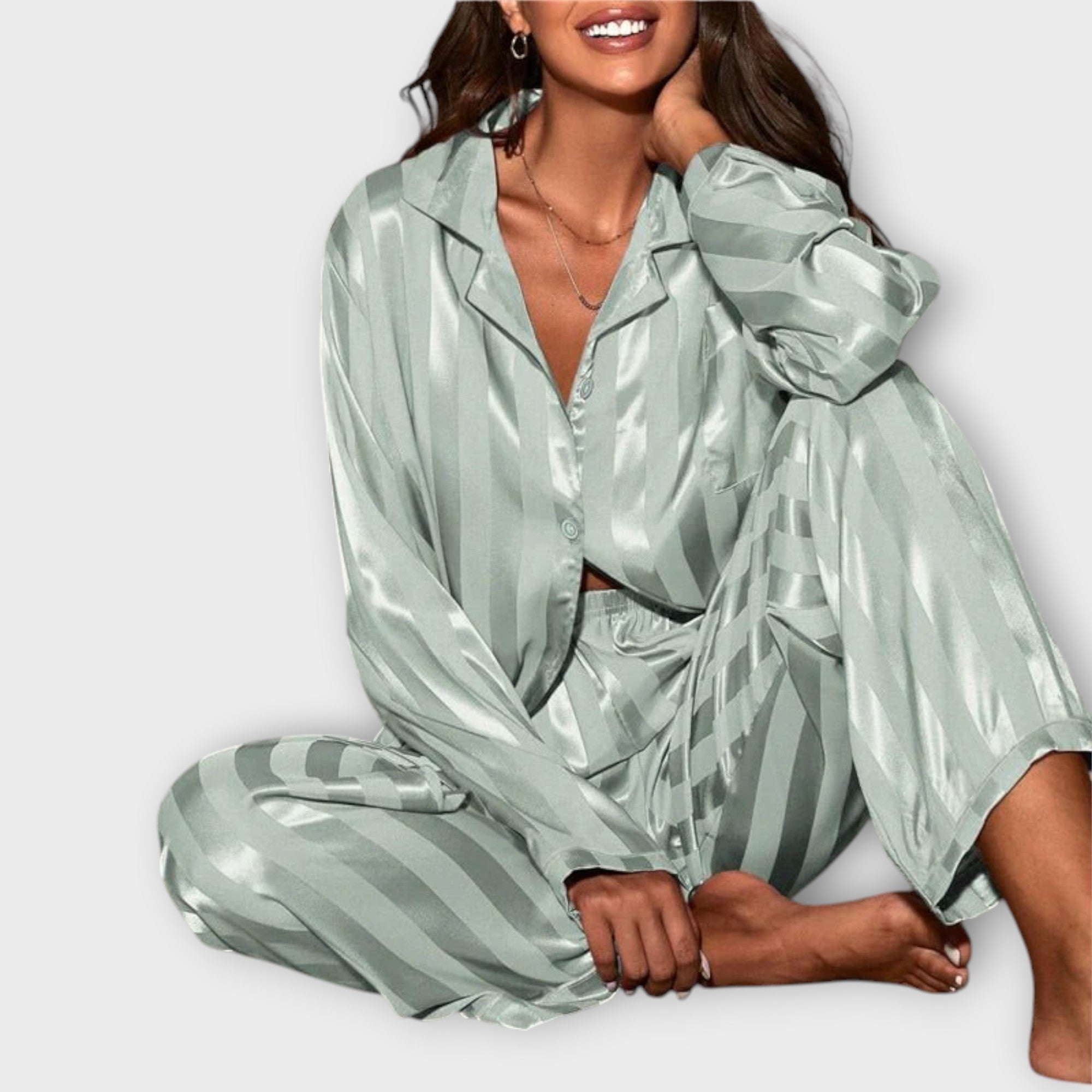Bella™ Stribet Satin Pyjamasæt