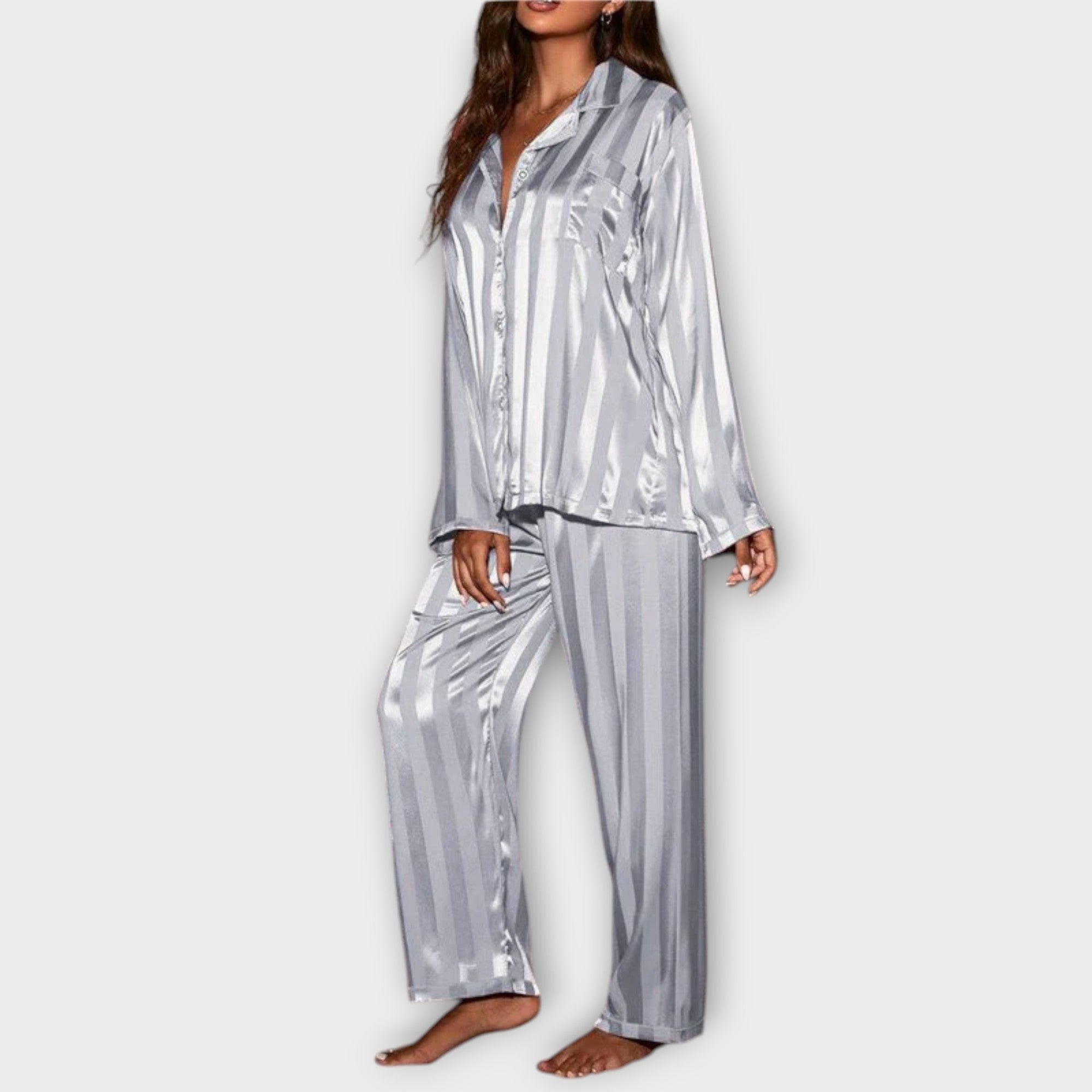 Bella™ Stribet Satin Pyjamasæt