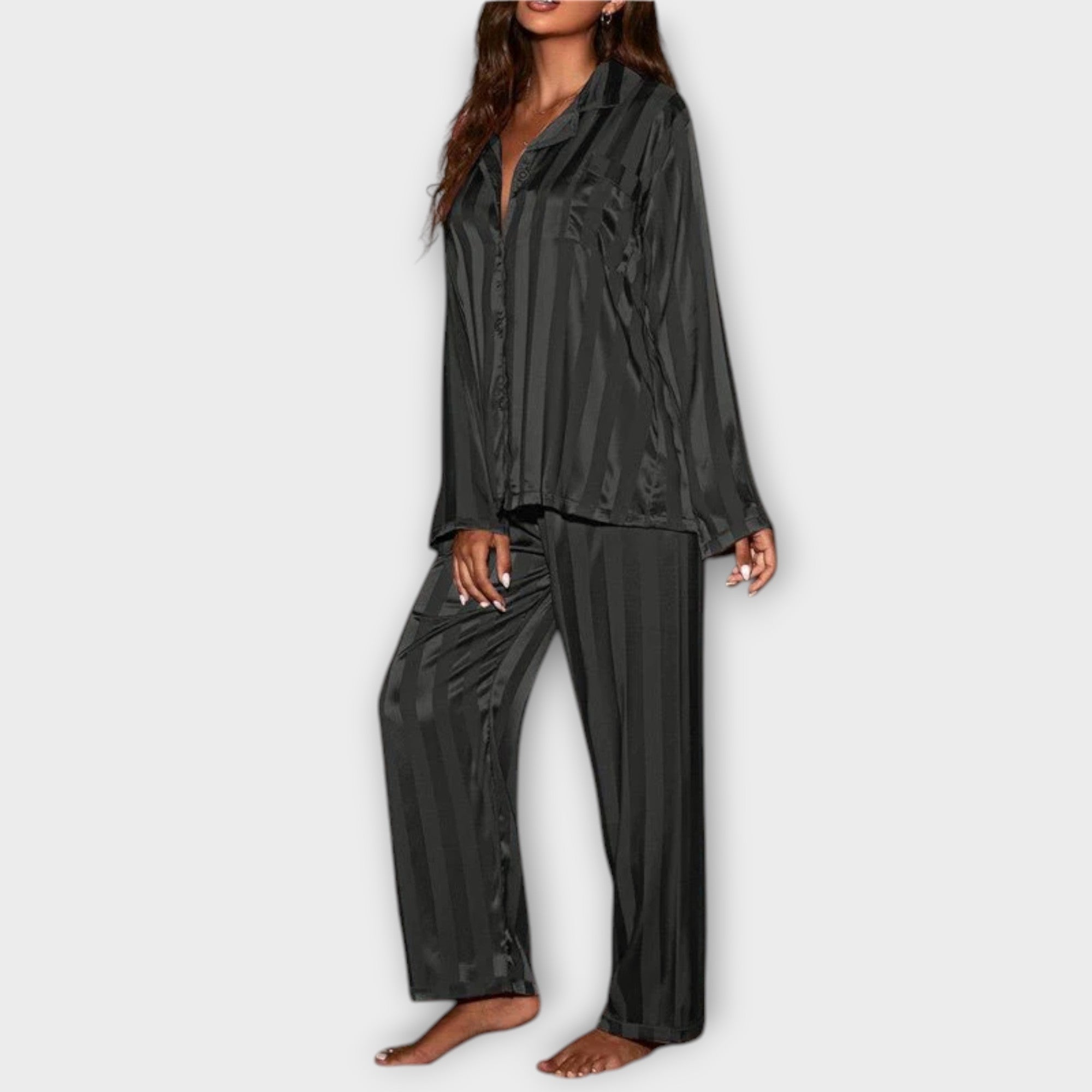 Bella™ Stribet Satin Pyjamasæt