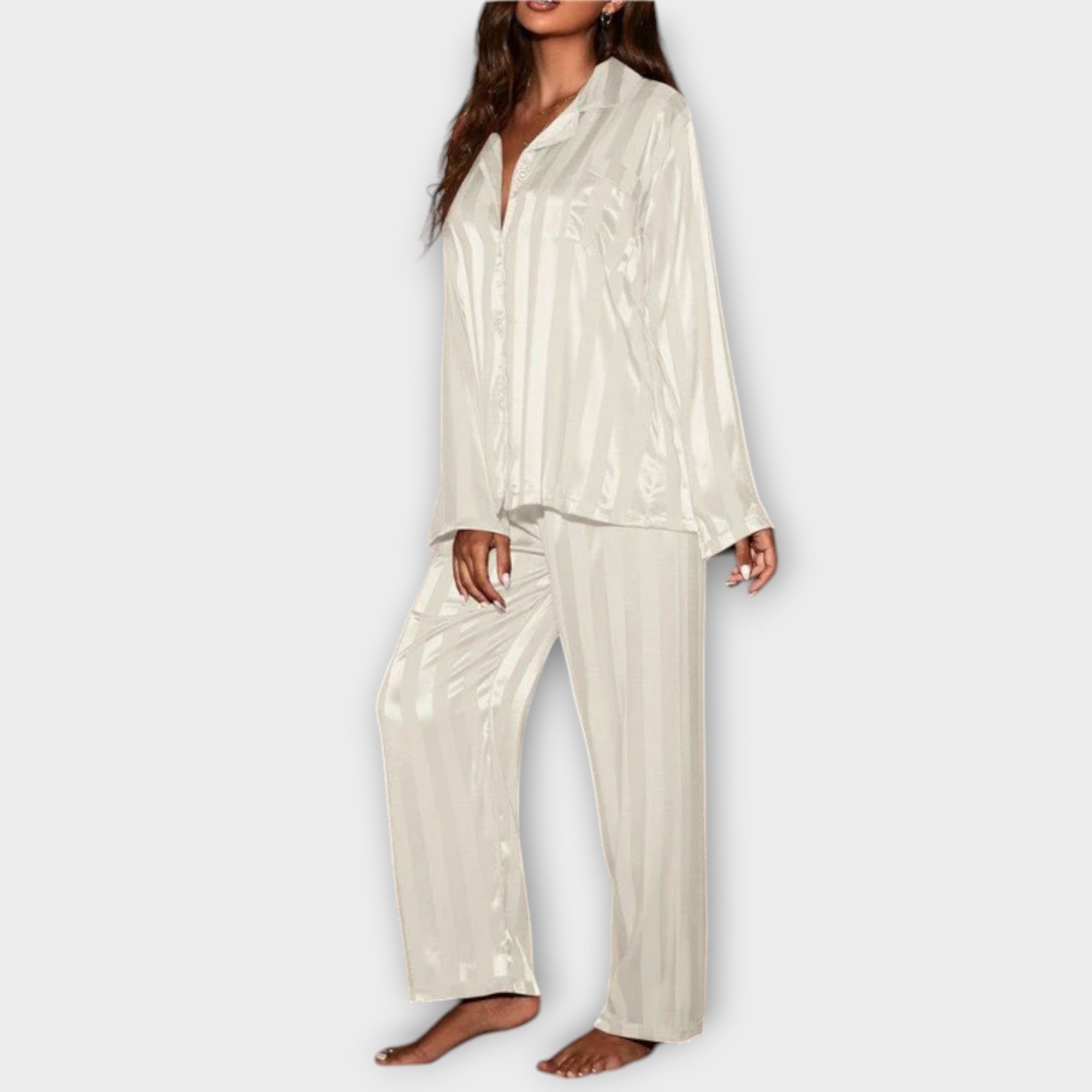 Bella™ Stribet Satin Pyjamasæt