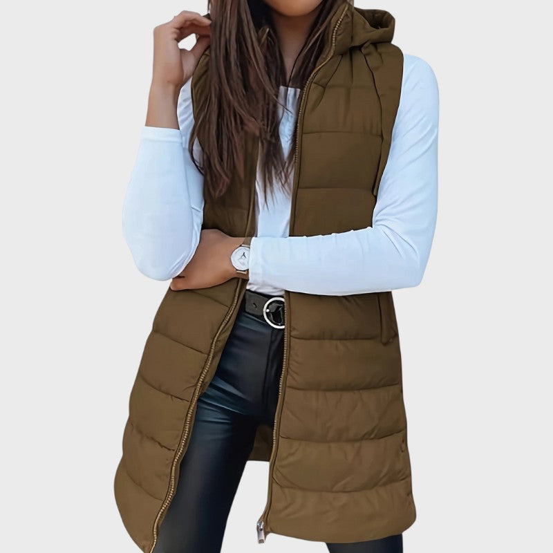 Nora – Lang Quilted Hættevest