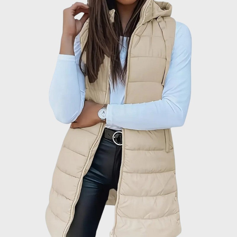 Nora – Lang Quilted Hættevest