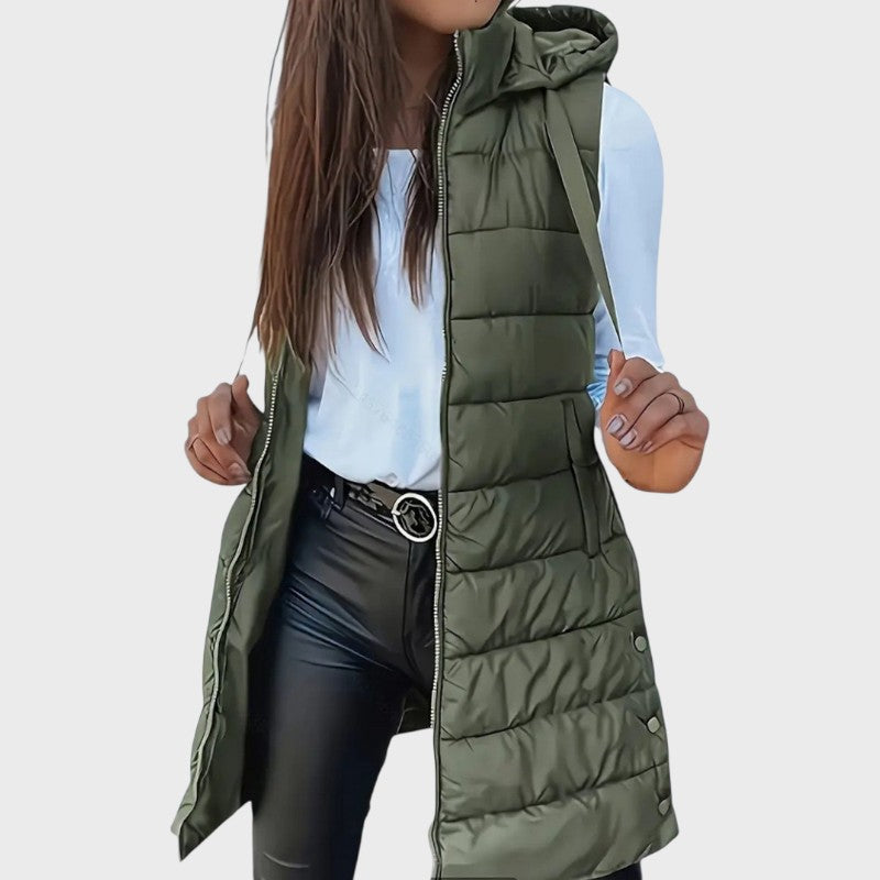 Nora – Lang Quilted Hættevest