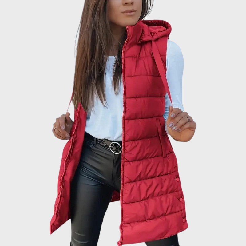 Nora – Lang Quilted Hættevest