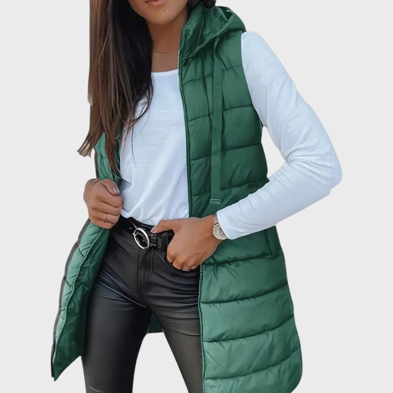 Nora – Lang Quilted Hættevest