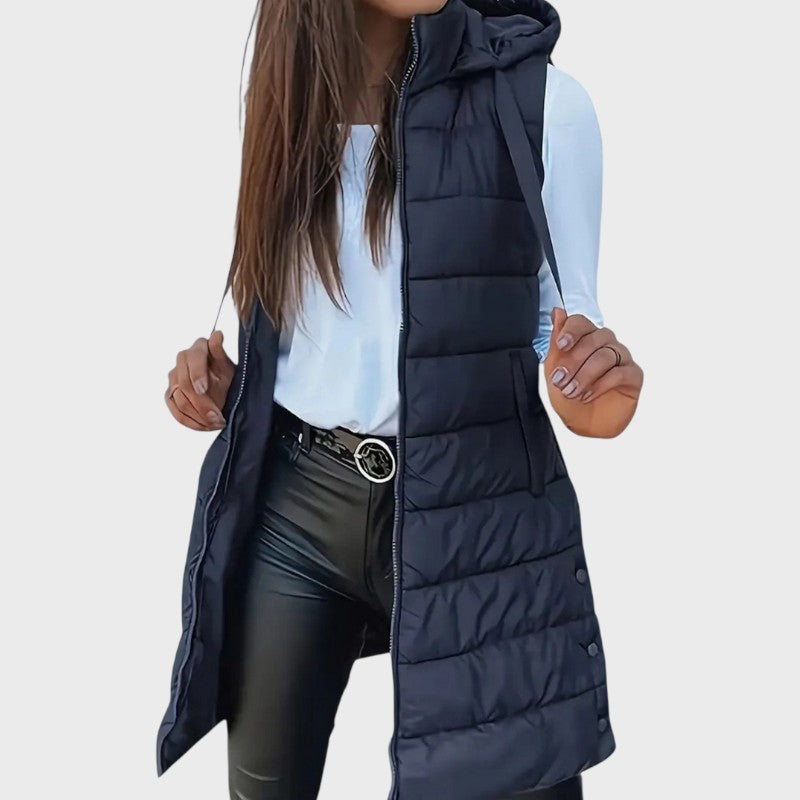 Nora – Lang Quilted Hættevest