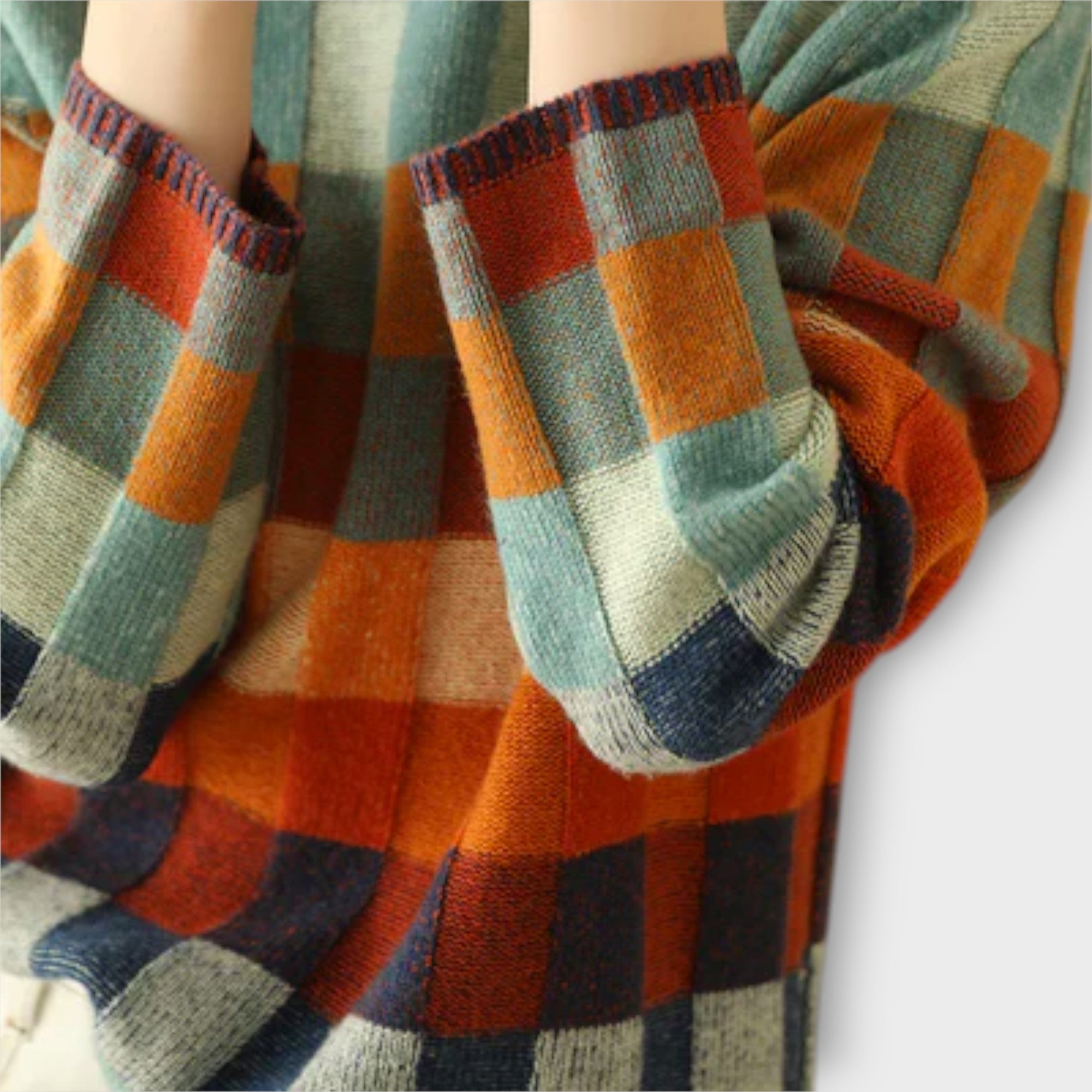 Erika – Strikbluse til kvinder Patchwork Høj Krave