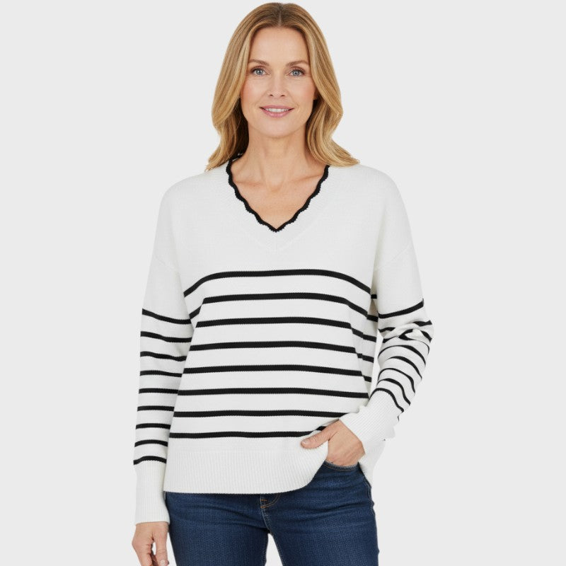 Irene – Strikket Casual Sweater med Striber