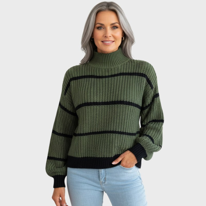 Chavala - Strik med høj hals og striber