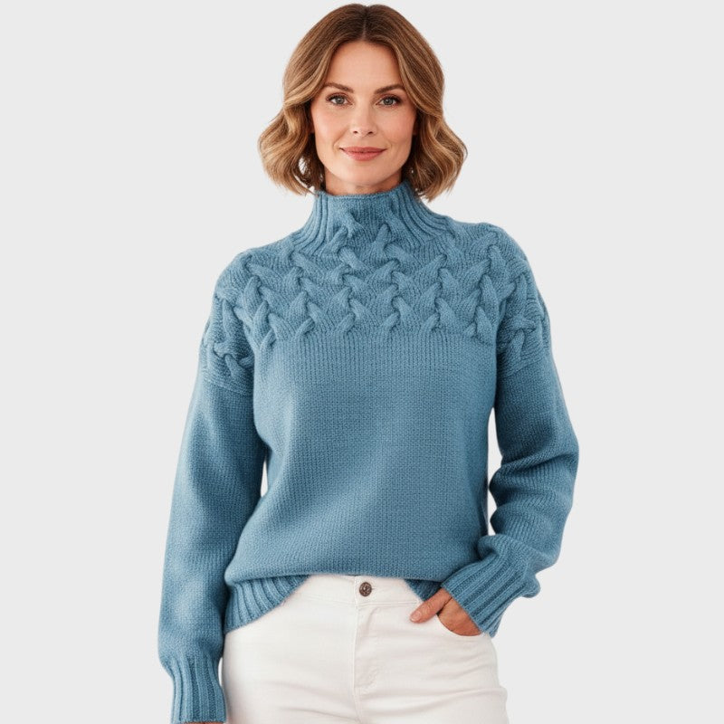 Eva - Strikbluse til kvinder med detaljer i flet