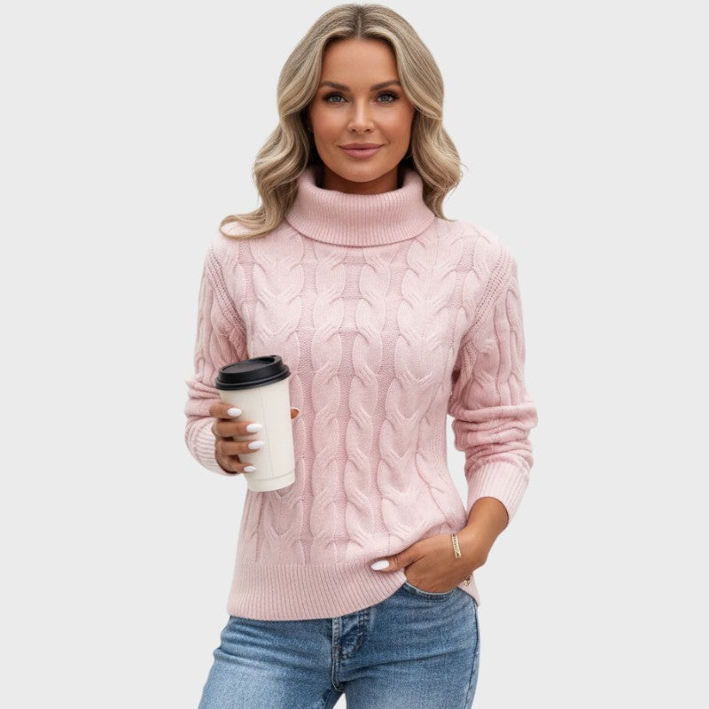 Amelia – Elegant striktrøje med høj hals