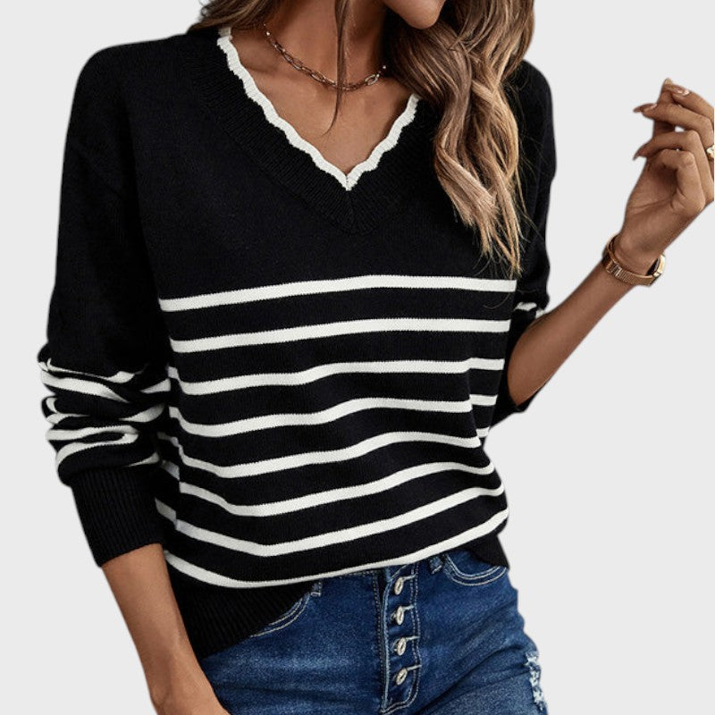 Irene – Strikket Casual Sweater med Striber