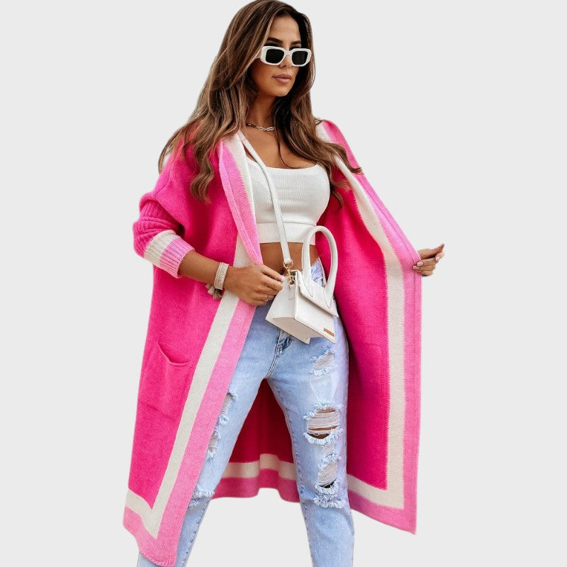 Mara – Lang Cardigan med Hætte og Lommer